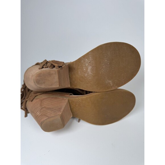Koolaburra by UGG Fringe Suede Wedge Sandals Size 8.5 Brown Leather Western Boho - Picture 10 of 10